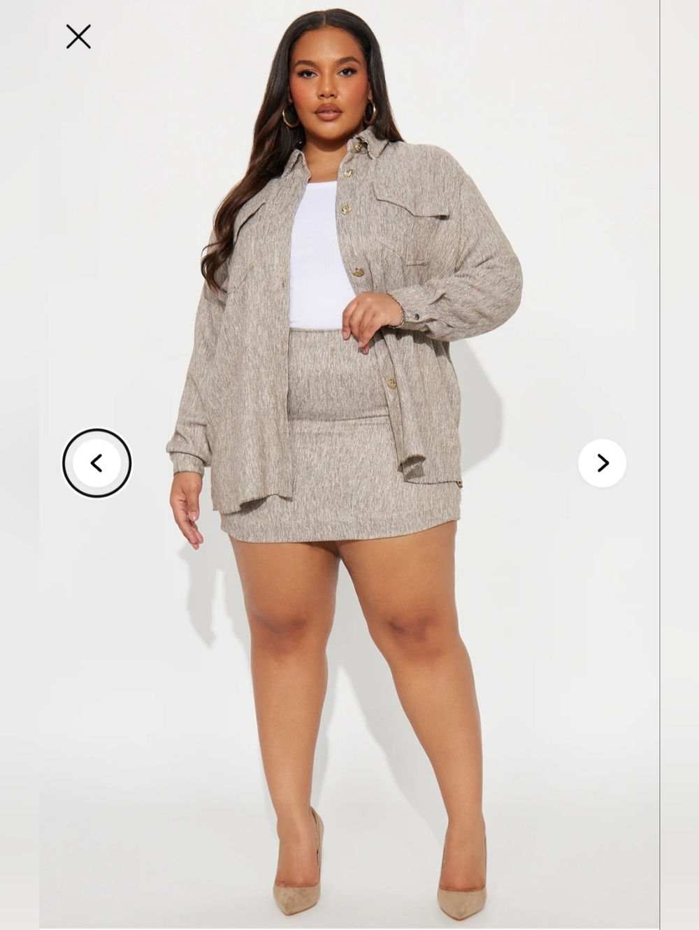 Fashion Nova Womens Tweed Shacket & Mini Skirt Set